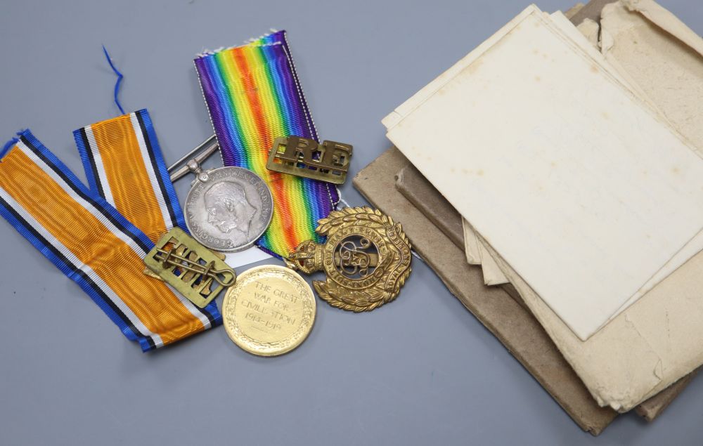 A WWI trio and memorial plaque to Frank Pullin, Royal Engineers 132379, 180 Company, KIA 19th July 1916 and a memorial plaque for Fred